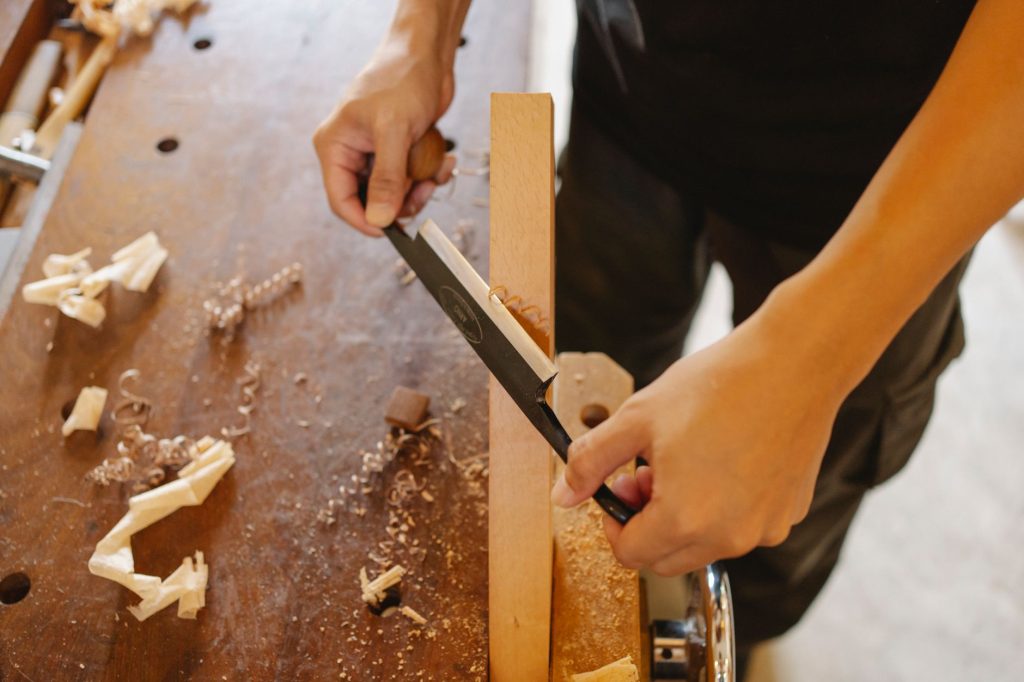 Cutting a joint with a chisel