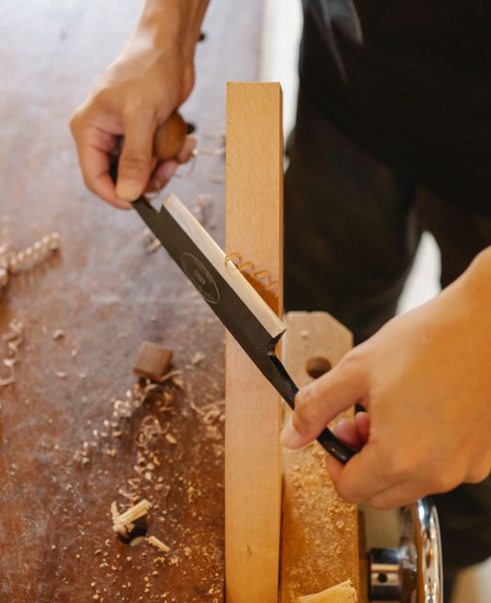 Cutting a joint with a chisel