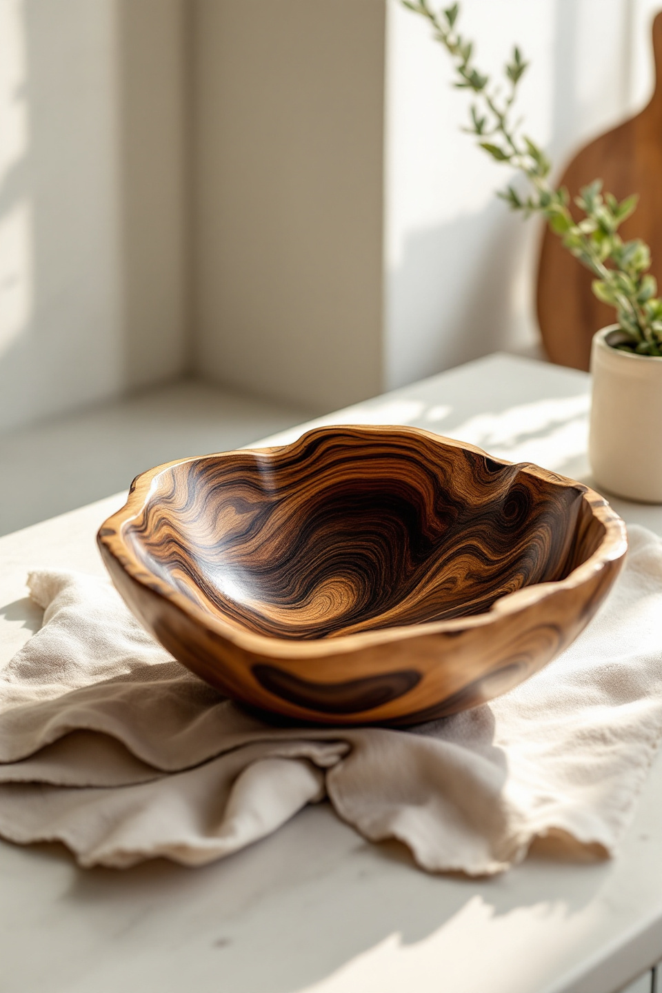 Olive wood serving bowl, Ø 30 cm