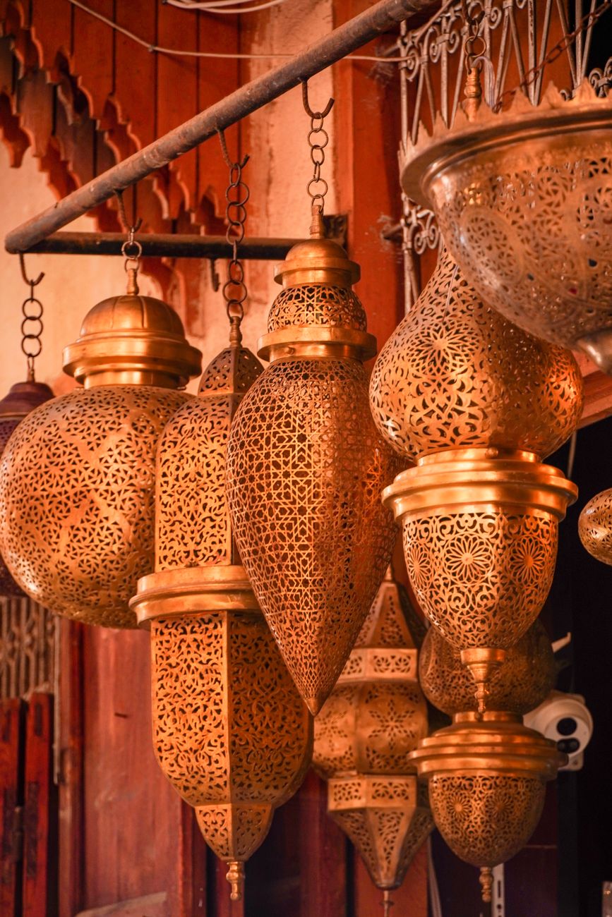 Pierced copper lanterns in three sizes