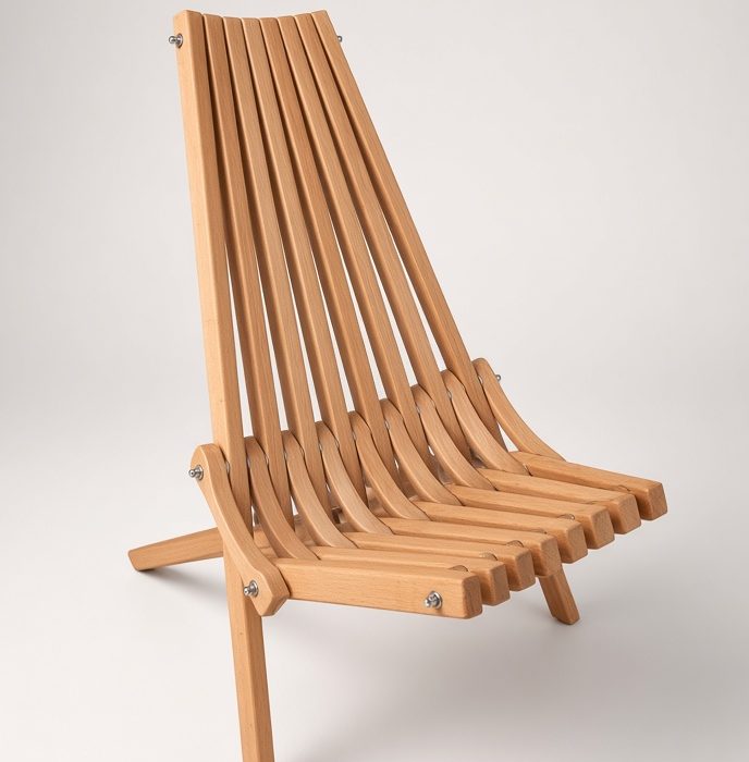 The Sanai3i chair: a folding chair of wooden slats